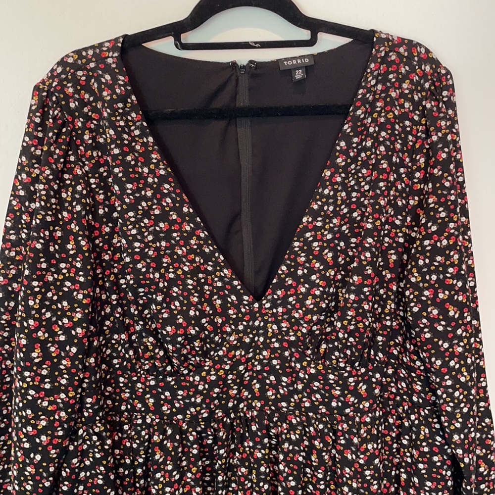 TORRID Black Floral Long Sleeve Skater Dress. Size 22. - Picture 3 of 12